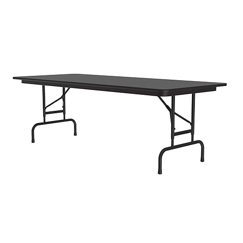 Correll 30'x60' Commercial Duty Adjustable Height Folding Table, Black Granite Melamine Top 5/8' Thick Core, Made in The USA, Steel Apron (CFA3060M-07) - Poueer