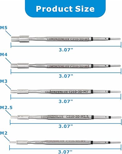 5PCS C210 Soldering Tips Heat Set Insert Tool Kit for M2/M2.5/M3/M4/M5 Threaded Inserts – Compatible with JBC Stations, 3D Printing & Plastic - Poueer