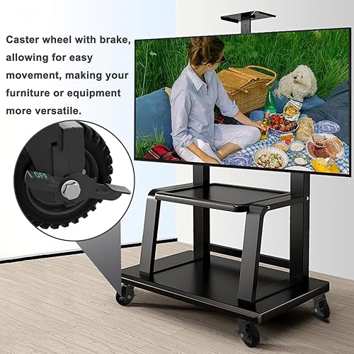 Heavy Duty Caster Wheel 6 Inch,Plate Caster Swivel 2 Pack 500lb Capacity,Solid Rubber,Cast Iron,Brake Casters for Flat Carts,Workbench,Dolly,Trolley - Poueer