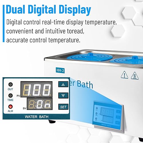 Lab Water Bath 6L Digital Thermostatic Stainless Steel Liner Electric Laboratory Heating Devices Timing Function - Poueer