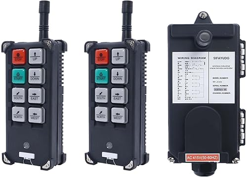 F21-E1B Crane Industrial Remote Control 8 Button Industrial Wireless Remote Control 2 Transmitters Radio Remote Control 12V-440V Hoist Lift Controller (2 Transmitter + 1 Receiver Orange) - Poueer
