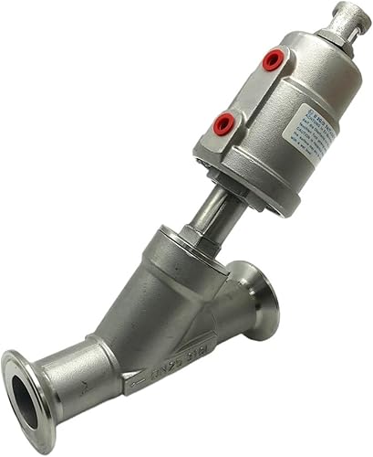 1 Inch DN25 Sanitary Angle Seat Valve NC Clamp OD 50.5MM Stainless Steel 304 Single Acting Air Actuated Normally Closed 1Pcs - Poueer
