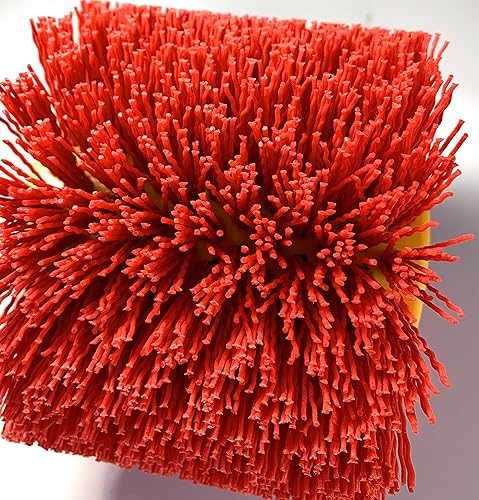 Signi Abrasive nylon bristle Burnishing Brush Drum Drawing Wheel for polishing wood (240 grit red) - Poueer