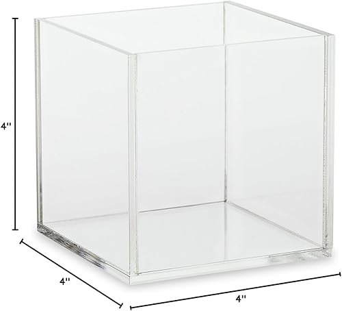 Source One Premium Clear Acrylic Display Case, Available with Additional Base (12 Inch Cube, No Base) - Poueer
