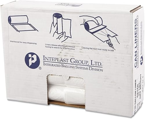 Inteplast VALH3037N13 High-Density Can Liner, 30 x 36, 30gal, 11mic, Clear, 25/Roll, 20 Rolls/Carton - Poueer