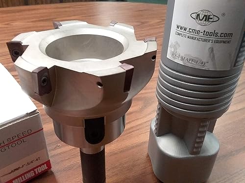 4' 90 Degree indexable face Shell Mill, face milling Cutter APKT w. R8 Arbor - Poueer