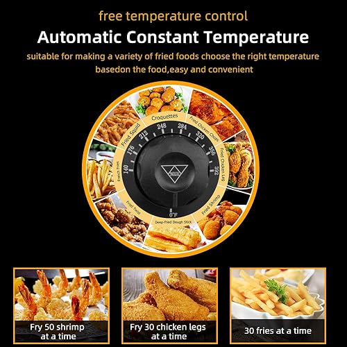 1700W Commercial Stainless Steel Deep Fryer 12.5QT with Oil Drain Faucet, 60-Min Timer & Thermostat Control - 8L Large Capacity for Restaurants/Home Use - Poueer