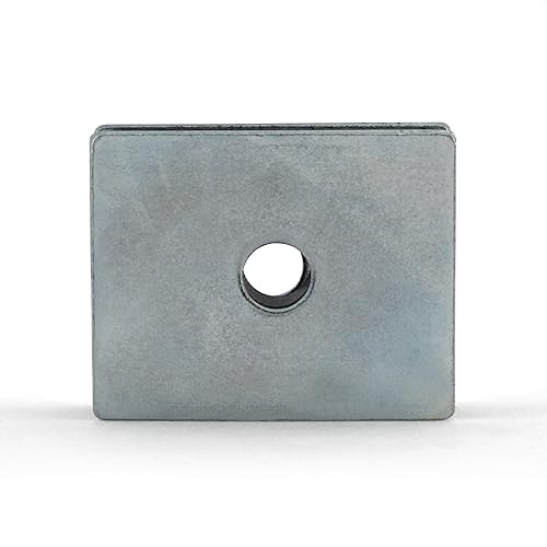 Master Magnetics Ceramic Latch Magnet Assemblies - Rectangular with Center Hole, Zinc Plated, 1' Length, 0.813' Width, 0.313' Height, 12 Pound Pull, Silver, Pack of 24, CA41LWHX24 - Poueer