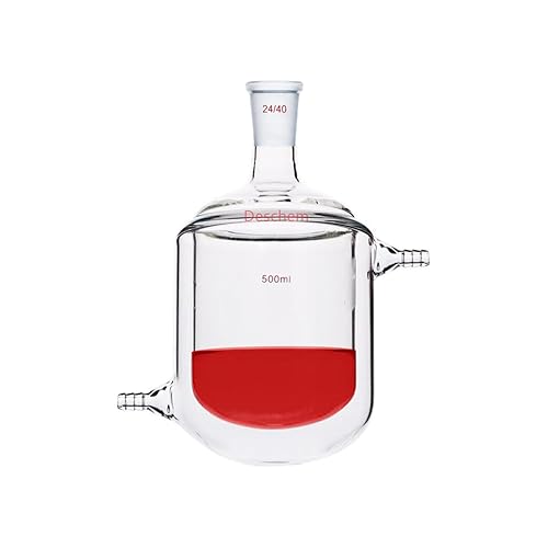 500 24/40 Single Neck Jacketed Glass Flask Lab Reaction Bottle Jacket Reactor Vessel - Poueer