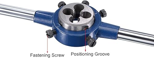 uxcell 5/8-11 UNC Tap and Die Set with 38mm Round Die Stock Handle Wrench, High Speed Steel Machine Thread Tap and Round Die Threading Tool - Poueer