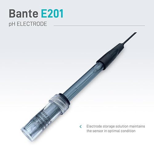 Bante E201 Combination pH Electrode | pH Probe | 0 to 14 pH Range, BNC Connector, 3.3 ft. Cable, Detachable Protective Shield - Poueer