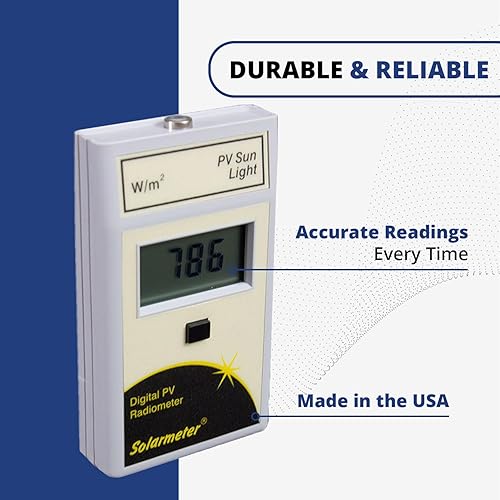 Model 10.0 Global Solar Power Meter, Digital PV Radiometer, Effective Solar Panel Tester, Accurate Solar Irradiance Meter, Measures from 400 to 1100 nm, from 0-1999 W/m² - Poueer