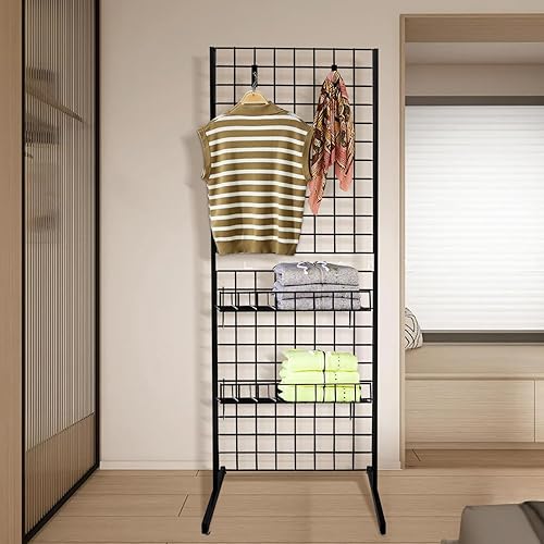 6' x 2' Grid Panel Tower with T Base and Footbeds, White Finish - Poueer