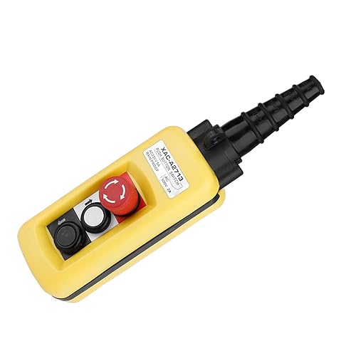 EVTSCAN Latest Crane Hoist Control, XAC-A2713 Crane Chain Hoist Push Button Switch Lifting Pendant Controller with Emergency Stop - Poueer