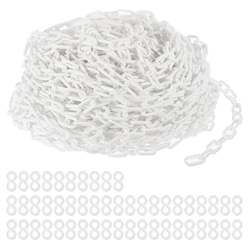 PATIKIL Plastic Chain Links, 200 Foot Safety Chains, Orange Plastic Chains for Barriers, Crowd Control, Queue Lines, Parking, Fences, Gate, Concerts, and Decoration - Poueer