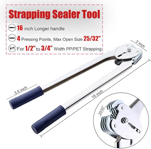 Poly Strapping 1/2inch x 660ft, 100pcs Snap-On Seals, Tensioner Sealer Tools,Havey Duty Pallet Strapping Kit - Poueer
