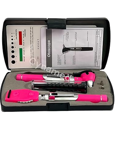 Premium Double Handle Otoscope Set -Otoscope/Great for School -Cynamed (PINK) - Poueer
