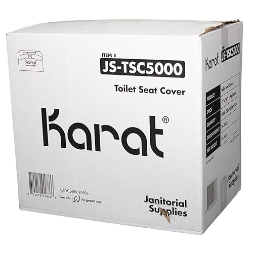 Karat Disposable Toilet Seat Covers, 250/Pack, 20 Packs/Case, Half-Fold Dispenser, Recycled, Commercial - Poueer