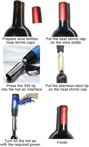 Heat Shrink Cap Machine, 50mm Heat Shrinking Machine with Two Speeds, Wine Capsule Sealing Machine, Wind Power and Temperature Adjustable, for Max Diameter 45mm PVC Capsules - Poueer