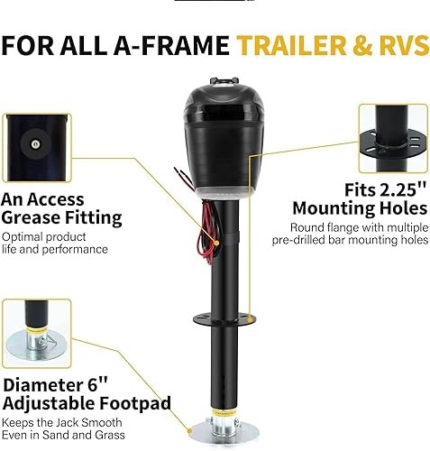 USA 12V Electric RV Trailer Tongue Jack Touchpad Controls 4,000LB Lift Capacity 18in Travel + 4.5in Ext - Poueer