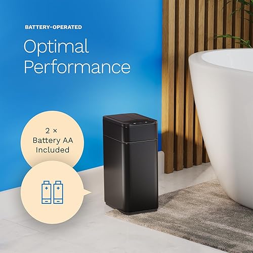 hOmeLabs - 13 Gallon Kitchen Trash Can - Retractable Automatic Sensor Butterfly Lid, Space-Saving Design, Easy to Clean, Battery-Operated with Batteries Included - Stainless Steel - Poueer