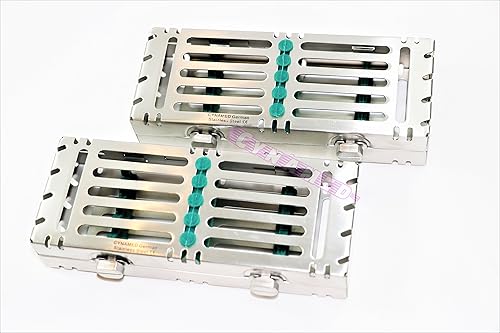 2 Sterilization Cassettes with Double Button Detachable for 5 Instruments German Grade AUTOCLAVABLE CYNAMED - Poueer