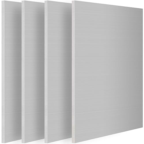 HAKZEON 4 Pack 6061 1/4 Inch Metal Aluminum Sheet, 6 x 12 Inch Flat Plain Aluminum Plate Covered with Protective Film, Rectangle Mateal Sheets Plates for Framing Base Plate Crafting - Poueer