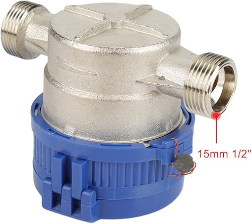 Cold Water Meter, 1/2 inch Thread Water Meter with Fittings and A Protective Cover for Garden and Home Usage - Poueer