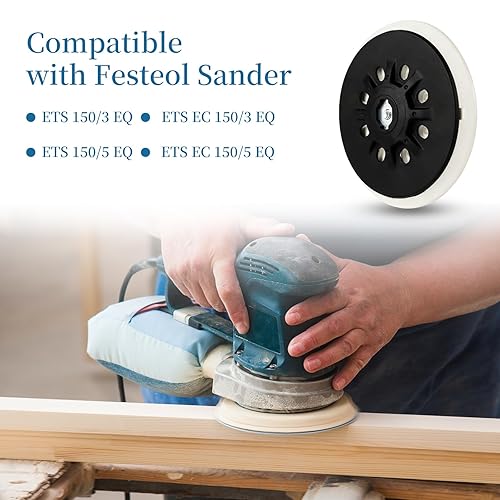 New Update 202458 D150 (6-Inch) Replacement Sanding Pad for Festool ETS 150/5 EQ Sander,Super Soft Pad,48 Holes,Jetstream Sanding Pad,3-Year Warranty - Poueer