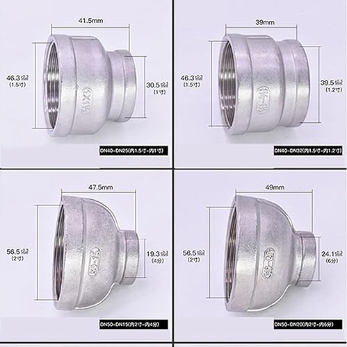 BSPT Female Reducer Coupler 1/8 to 4' 304 Stainless Steel Pipe Fitting Connector 1PC(2-1/2 x 1-1/4 Inch) - Poueer