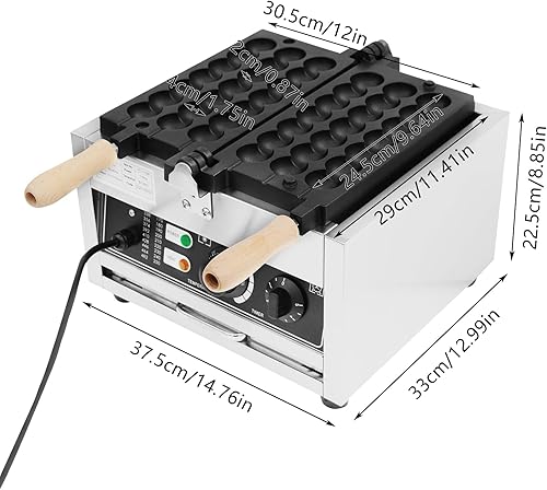 10 Molds Waffle Maker,110V Mini Waffle Maker,Nonstick Waffle Iron with Adjustable Time & Temperature Control for Bakeries, Restaurants (10 Molds Waffle) - Poueer