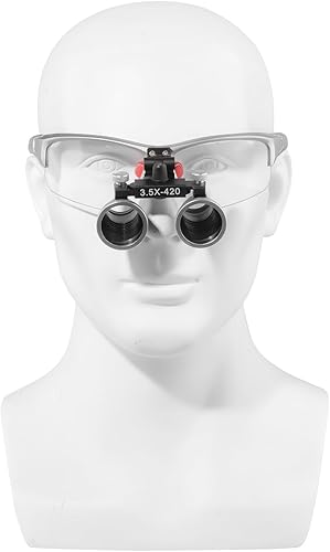 3.5x420 MM Angle Adjustable Binocular Loupes Magnifier Glasses Lab Magnification loupes with Black Cloth Case (Blue) - Poueer