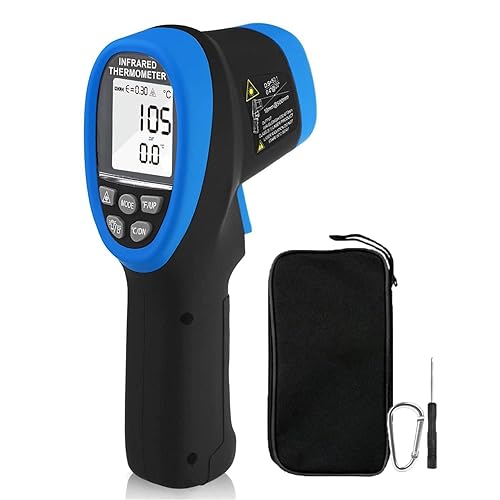 HOLDPEAK IR Thermometer with Color LCD Display -58℉~3272℉ D:S=50:1 Non-Contact Thermometer Gun, Nine Laser Pointer Adjustable Emissivity for Cooking, Grill, Industrial - Poueer