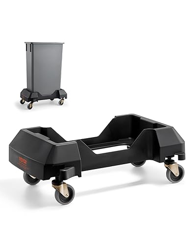 VEVOR Trash Can Dolly, Fit 16/23 Gallon Containers, Slim Trash Can Roller Base with 4 Swivel Wheels, 200lbs Weight Capacity, Smooth & Quiet Rolling Plastic Bin Dolly - Poueer