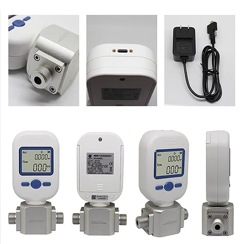 CJC Digital Gas Flow Meter Tester, Portable Gas Mass Air Nitrogen Oxygen Flow Rate Meter (MF5712(0-250L/min）) - Poueer