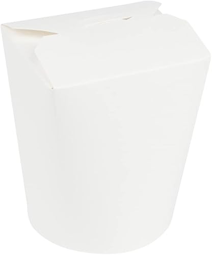 Restaurantware Bio Tek 4 x 3.5 x 4.5 Inch Food Containers 200 Durable Noodle Boxes - Disposable Sustainable Newsprint Paper 32-Ounce Takeout Boxes Round For Takeouts And Delivery Or Picnics - Poueer