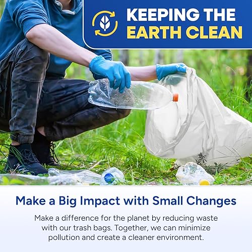 20-30 Gallon Trash Bags, Clear Trash Bags 30'W x 37'L, 8 Micron Clear Garbage Bags, 20-30 Gal High-Density Garbage Can Liners, Fits Square and Round Trash Cans, Pack of 500 - Poueer