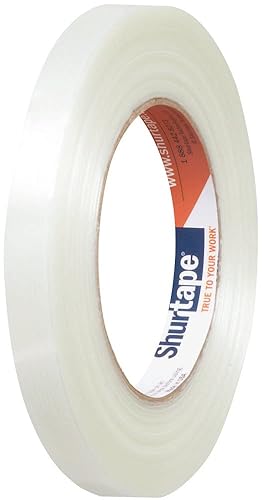 Shurtape GS 490 Economy Grade, Light Duty Fiberglass Reinforced Strapping Tape, 55m Length x 18mm Width per Roll, White, 1 Case of 48 Rolls (101229) - Poueer