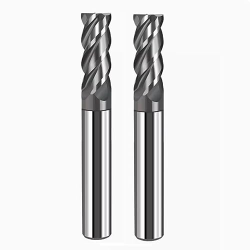 2PCS 1/2'' Carbide Square End Mill Bits Set, Milling Bits Cutter 1/2 Carbide End Mills for Alloy Steels/Hardened Steels, HRC 45 Deg Single End 4 Flute AlTiN Coating (2PCS 1/2in) - Poueer
