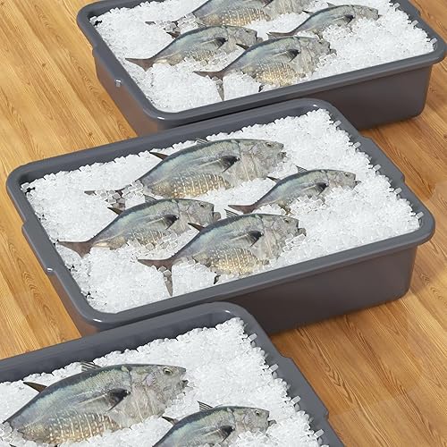 Readsky 12 Packs 13 L Plastic Commercial Bus Tub, Plastic Restaurant Dish Washing Box, Gray - Poueer