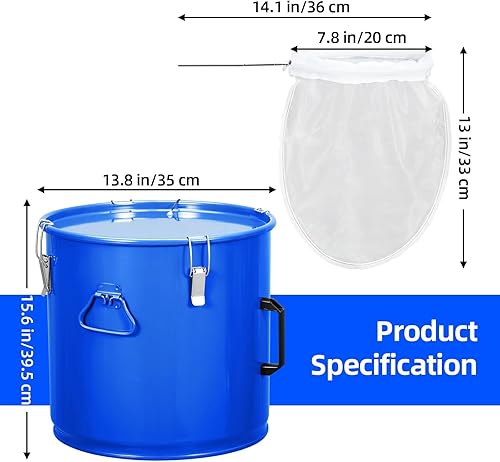 10 Gallon Fryer Grease Bucket Oil Disposal Caddy,Fryer Grease Bucket,With Lid,Food Grade Coating - Poueer