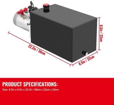 Happybuy Hydraulic Pump 15 Quart, Electric Single Acting for Dump Trailer, High-Pressure Pump - Poueer