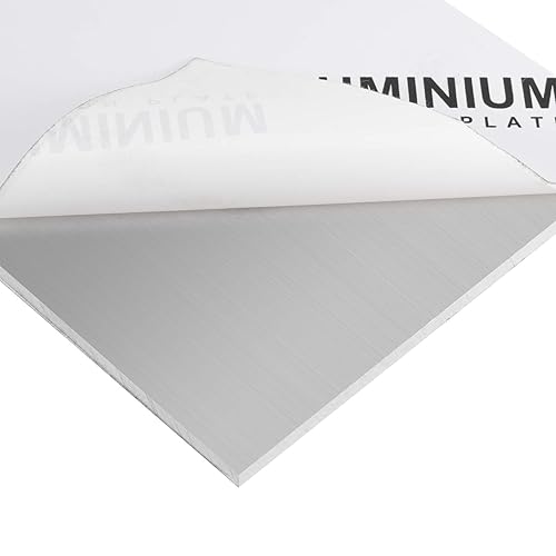 HAKZEON 4 Pack 6061 1/4 Inch Metal Aluminum Sheet, 6 x 12 Inch Flat Plain Aluminum Plate Covered with Protective Film, Rectangle Mateal Sheets Plates for Framing Base Plate Crafting - Poueer