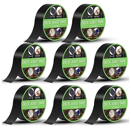 Joist Tape 2' x 50' - Butyl Joist Flashing Tape for Wood Decks & Roof - Weather-Resistant - 8 Rolls - Poueer