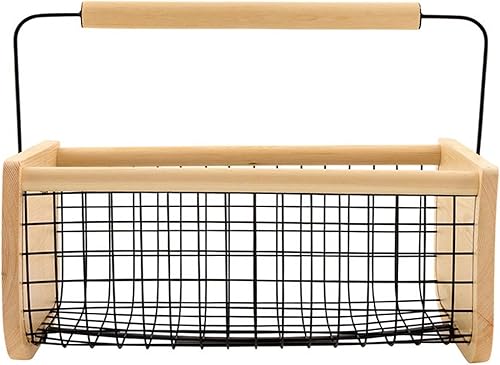 Santa Barbara Design Studio Wood and Metal Mesh Vegetable Flower Garden Harvest Basket, 16' L x 9' W x 7' H, Home Grown - Poueer