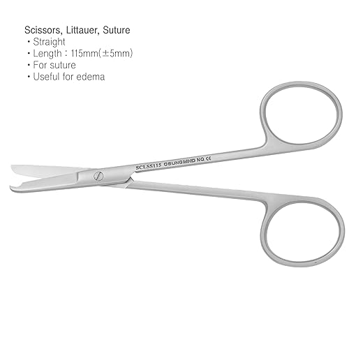 Osung SCLSS115 Littauer Scissor, Suture, Straight, 115 mm - Poueer