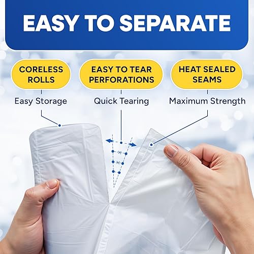 20-30 Gallon Trash Bags, Clear Trash Bags 30'W x 37'L, 8 Micron Clear Garbage Bags, 20-30 Gal High-Density Garbage Can Liners, Fits Square and Round Trash Cans, Pack of 500 - Poueer