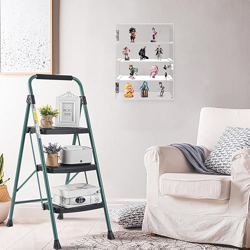 Locking Display Case,Showcase Display Cabinet,4-Tier Acrylic Display Case with Lock Key,Clear Detachable Countertop Display Cabinet with Shelves for Figures Rock Collectibles(11.81x5.31x15.75 inch) - Poueer