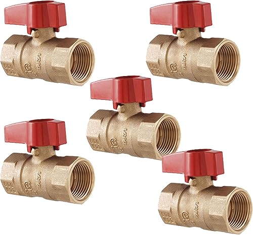 10-Pack 1/2-Inch FIP Female NPT Threaded (FxF) Heavy Duty Brass Ball Valve, Full Port, 600 WOG, Certified Safe (3BT050-10P) - Poueer