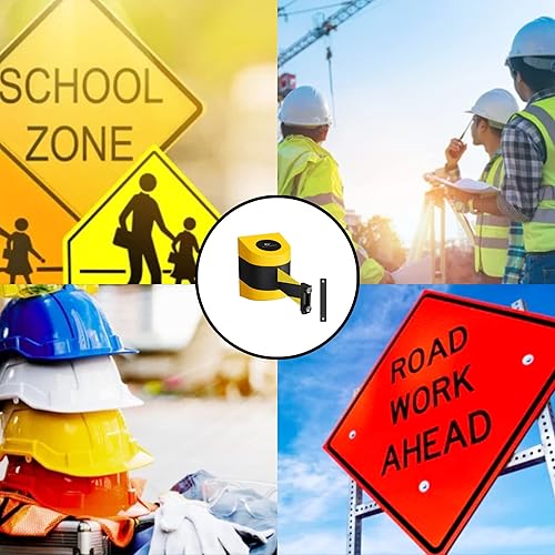 CCW Series WMB-230 Magnetic Wall Mount Retractable Belt Barrier (30 Foot Belt, Yellow with'Caution - DO NOT Enter' Black Letters Belt with Yellow ABS Case) - Poueer